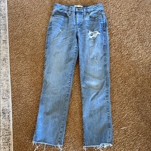 Women’s Madewell skinny straight jeans sz 25 rips stretchy